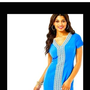 $228 NEW Lilly Pulitzer ARIE STRETCH SHIFT DRESS Bennet Blue ,size10